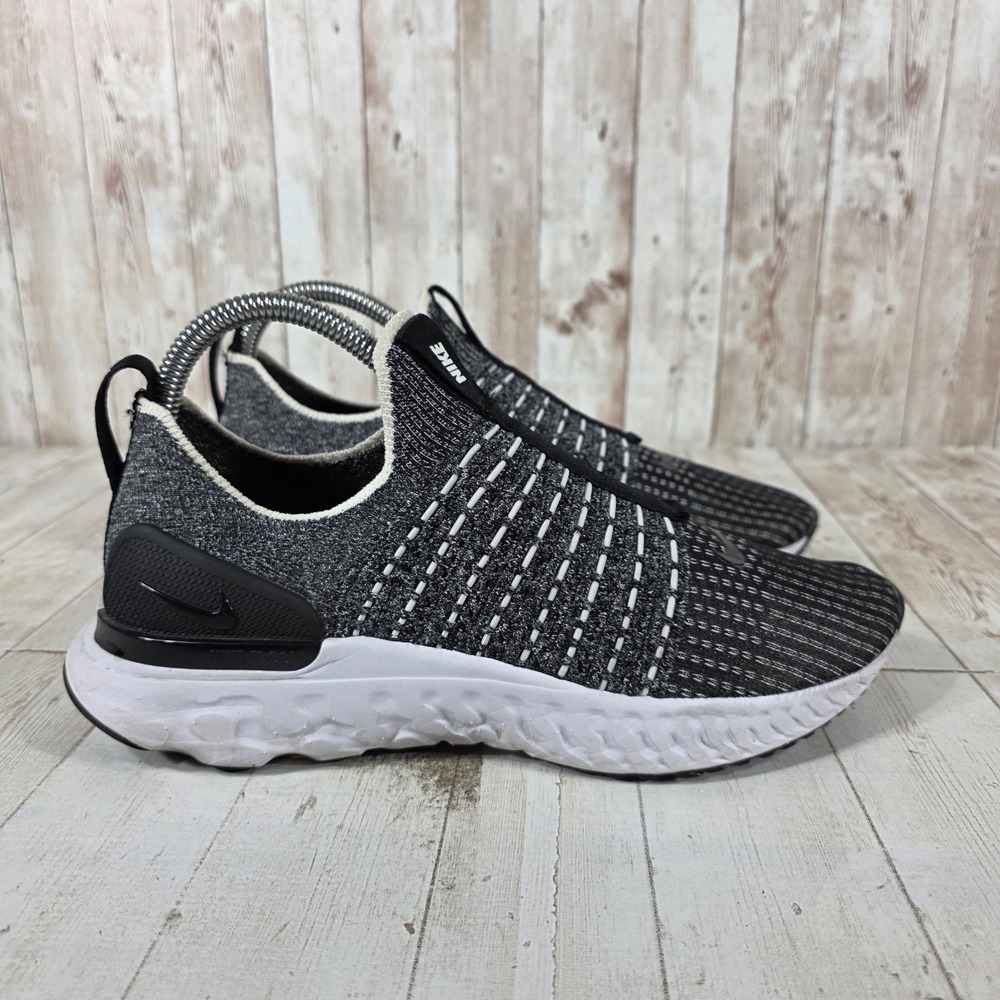 Nike React Phantom Run Flyknit 2 Black White CJ0280-002 Womens 7.5 Running Shoes